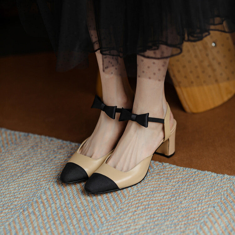 Nude Low Block Heel Pointed Toe Slingback Thick Heel Toe Box