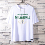 Basketball Sports T Shirt Nba Stag No. 34 Basketball Sports Student Short Sleeve T-Shirt Men