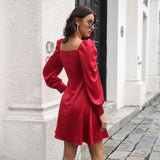 Taffeta Dress Satin Long Sleeve Dress
