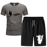 Vlone T Shirts & Shorts 2 Piece Set Men'S Summer Sports Fitness Casual Shorts Suit