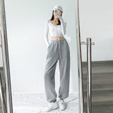 Grey Sweatpants Gray Spring, Summer, Autumn Sports Pants Female Loose Straight Pants Women's Clothing