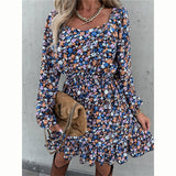 MIDI Mauve Wrap Dress Autumn and Winter Women's Printed Ruffled Dress