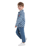 Children Jean Jackets Fall Lapels Checkerboard Denim Jacket