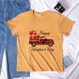 Valentine 'S Day T Shirts Couples Letter Truck Print Loose Pullover Short Sleeve T-shirt