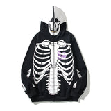 Cardigan Baseball Jacket Skull Bone Print Cardigan Hoodie Coat