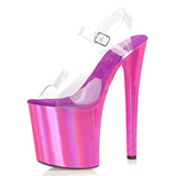 Hot Pink Heels 20cm Pink Solid Color High Heel Transparent Sandals Fish Mouth