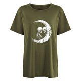 Valentine's Day T Shirt Large Size Clothes Short Sleeve Moon Print T-shirt Summer