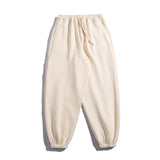 Man Fall Loose Casual Trousers Multi-Pocket Elastic Mid Waist Ankle Banded Pants