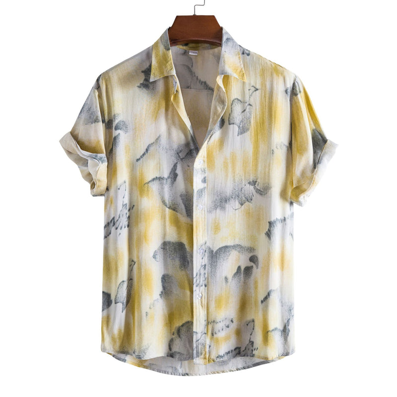 Camp Collar Shirt Ethnic Style Short Sleeve Shirt