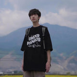 Men T-Shirts Letter Printed round Neck Short