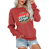 Merry and Bright Sweatshirts Merry and Bright Printed Large Size round Neck Sweater