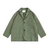 Man Fall Fall Vintage Solid Color Two Button Blazer Loose-Fitting Casual Suit