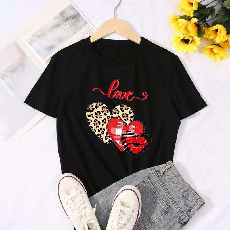 Valentine's Day T Shirt Short-Sleeved Men's and Women's Letter Printed T-shirt Top