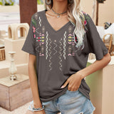 Romanian Gypsy Outfits Western Ethnic Style Short Sleeve T-shirt Top