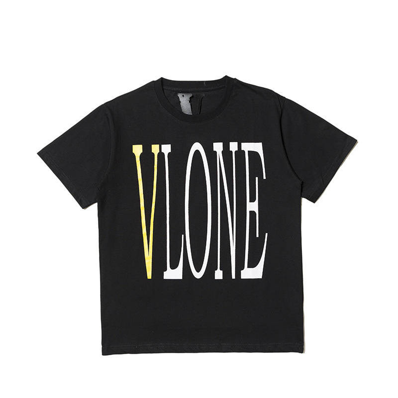 Vlone T Shirt Yellow Big V Commemorative Cotton Base Shirt Men'S And Women'S Loose Short Sleeve T-Shirt