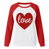 Valentine's Day T Shirts Couples Printed Loose Pullover round Neck Women's Long Sleeve T-shirt