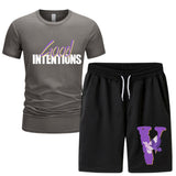 Vlone T Shirts & Shorts 2 Piece Set Short Sleeve T-Shirt Sports Summer