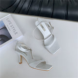 White Strappy Heels Stiletto Sandals Women's Summer High Heels