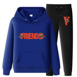 Vlone Hoodie & Pants 2 Piece Set Printed Sweater Casual