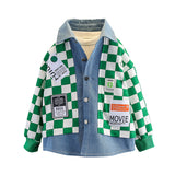 Toddler Boys Jackets Boys' Plaid Denim Jacket Spring and Autumn