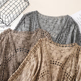 Coachella Music Festival Outfits Vintage Hollow Crocheted Cardigan Short Coat Top