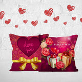 Valentine's Day Pillow Covers 4 Piece Random Styles Together, Love Heart Peach Skin Fabric Valentine's Day Pillow Cover Car Office Sofa Cushion