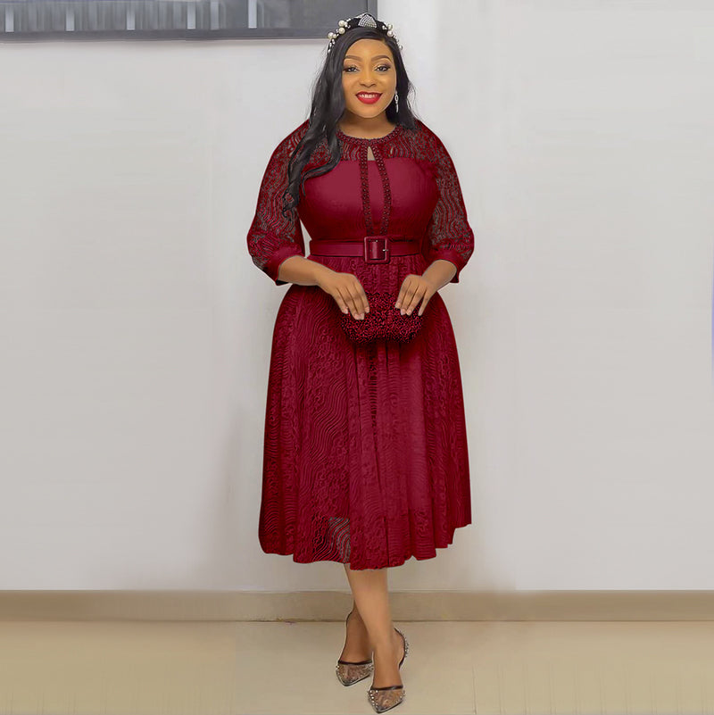 African Dashiki Dress Women's Summer Slim-Fit Midi Dress