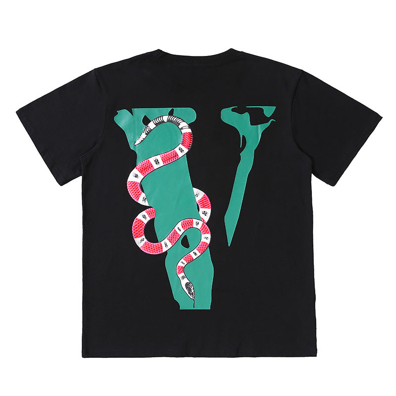 Vlone T Shirt Frieds Viper V Printed Loose Round Neck Short Sleeve T-Shirt