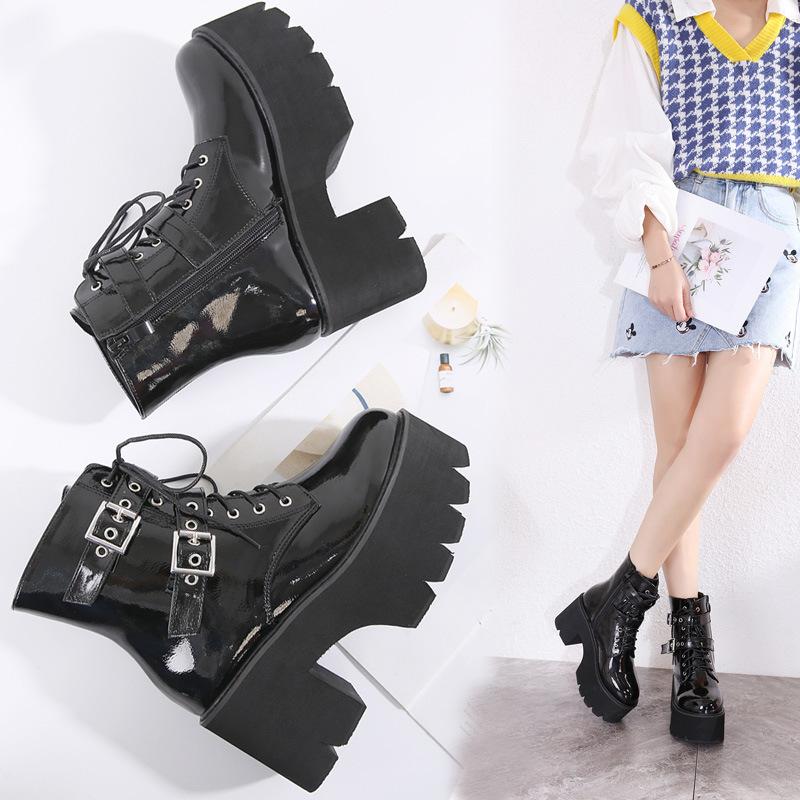 Platform Heels for Women Zipper Thick High Heel Boots