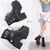 Platform Heels for Women Zipper Thick High Heel Boots