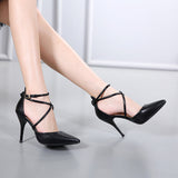 White Strappy Heels Stiletto Sandals Summer OL Work Shoes