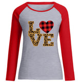 Valentine's Day T Shirt Love Leopard Print Letter Plaid Heart Printing Women's T-shirt