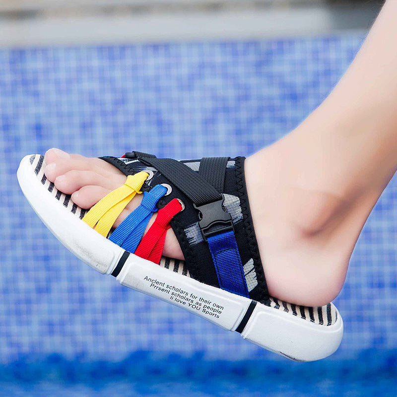 Beach Slides Summer Sports Slippers Sandals Indoor Breathable Home Shoes Non-Slip Men's Casual Beach Shoes