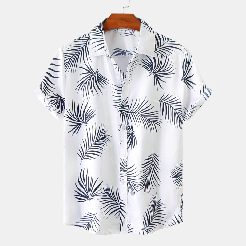 Camp Collar Shirt Printed Short Sleeve Printing Lapel Shirt