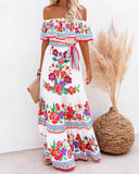Gypsy Style Dresses off-Shoulder Printed Long Large Hem