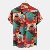 Camp Collar Shirt Short Sleeve Shirt Plaid Printed