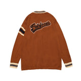 Men Sweater Vintage Color Matching Letters Embroidered Cardigan Sweater Men's Loose V-neck Sweater Coat