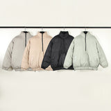 Cardigan Baseball Jacket Fog Essentials Cotton-Padded Coat for Men and Women Half Zipped Cotton-Padded Jacket