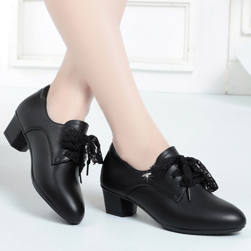 Women Black Dress Shoes Leather Shoes
