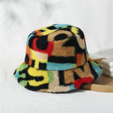 Vintage Check Bucket Hat Lamb Wool Bucket Hat