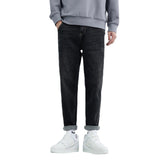Men Jeans Fleece-Lined Thickened Micro Loose Elastic Casual Jeans Men