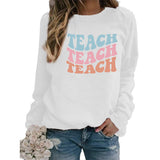 Merry and Bright Sweatshirts Teach Printed Crew Neck Sweatshirt Autumn and Winter Women's plus Size
