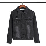 Off White Coats Embroidered Arrow Denim Jacket Casual Men And Women Loose Jacket