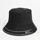 Denim Bucket Hat Fishing Cap Cotton Print Fisherman Hat Fashion Retro Alphabet Embroidery Sunhat