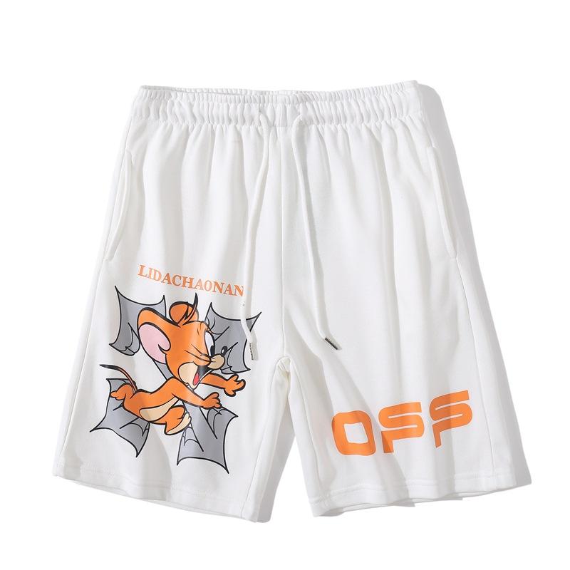 Off White Summer Jerry Mouse Arrow Shorts Men'S And Women'S Loose Cropped Pants Owt