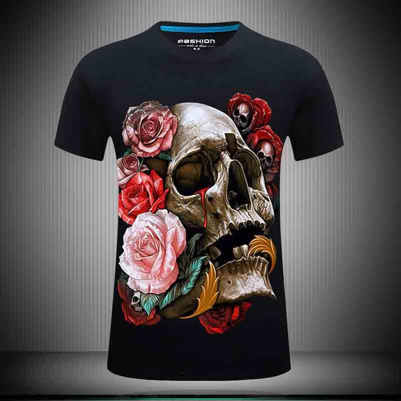 Skull Apparel 3D Pattern T-shirt Printed round Neck