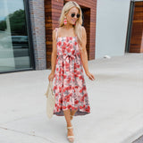 Nine Britton Dress Slim-Fit Suspender Skirt Waist-Tight Floral