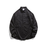 Man Fall Outfis Retro Simple Solid Color Long Sleeve Shirt Loose Casual Shirt