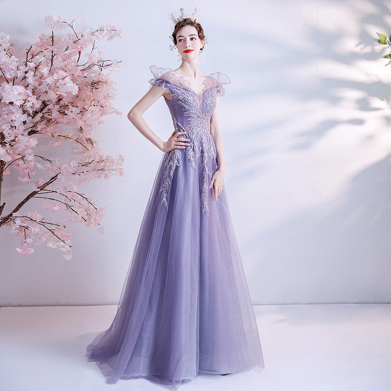 Mauve Dress Bridesmaid Winter Wedding Dress Evening Gown