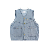 Man Fall Outfis Retro Washed Do the Old Cowboy Vest Men's Loose Overalls